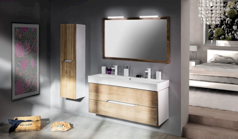 MEDIENA umyvadlová skříňka 117x51x48,5cm, bílá mat/dub graphite MD121