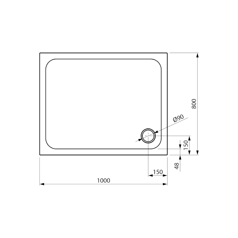ELZA sprchová vanička z litého mramoru, obdélník 100x80cm, bílá 801.113.4