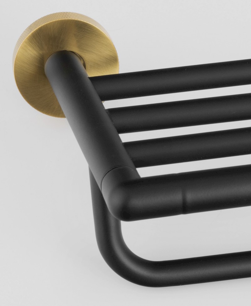 LARISSA polička na ručníky s hrazdou 600mm, černá/zlato mat WS029BG