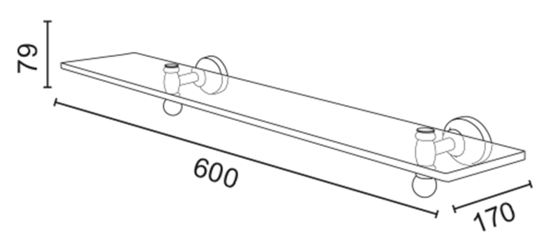 PERLA skleněná police, růžové zlato PE0187