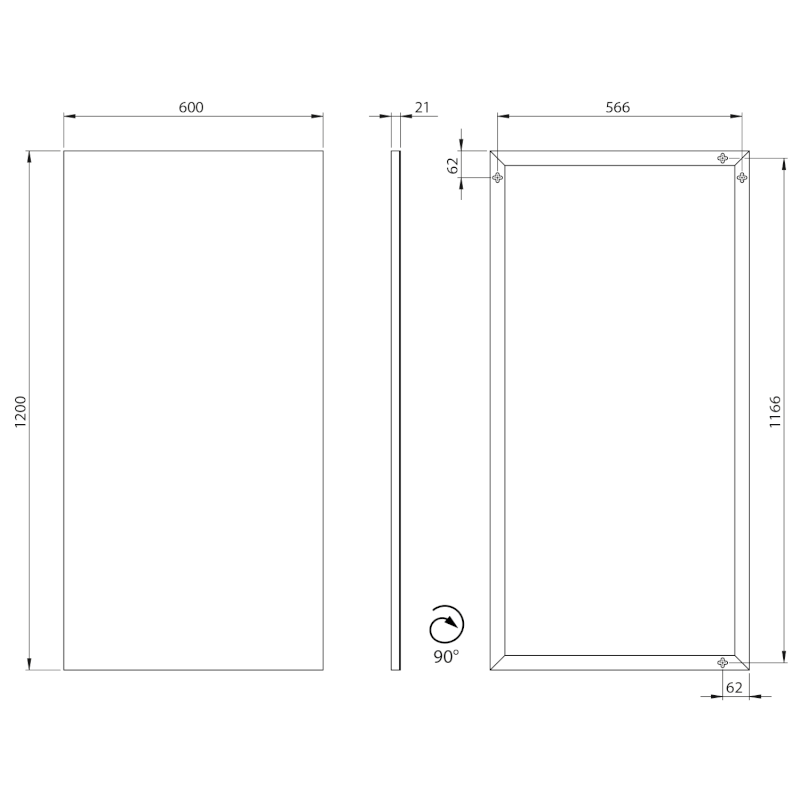 AROWANA zrcadlo v rámu 120x60cm, černá mat AWB1260