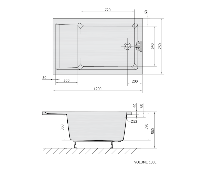 JAZZ sedací vana 120x75x39cm, bílá 72913