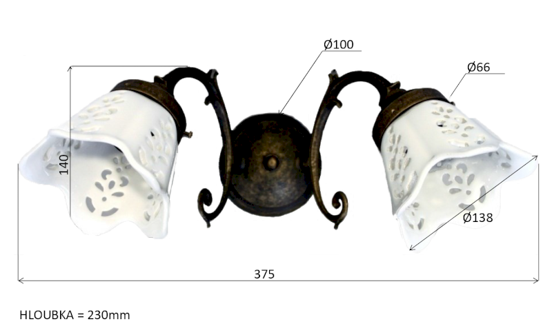 BRINDISI svítidlo 2xE14, 40W, 230V, keramické stínítko, IP21, bronz MC052