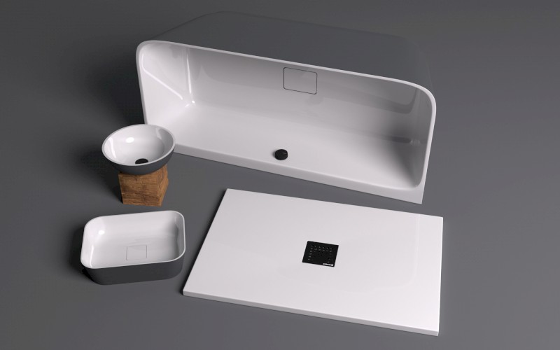 BANERA SQUARE umyvadlo na desku, litý mramor, 50x36cm, bílá/antracit mat 14596.52