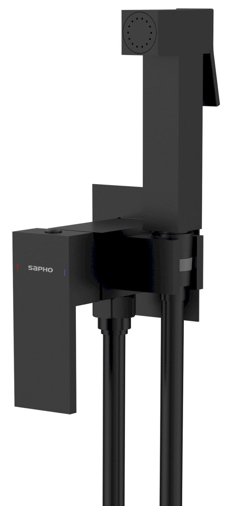 CUBEMIX podomítková bidetová baterie se Stop sprškou, hranatá, černá mat CM040B