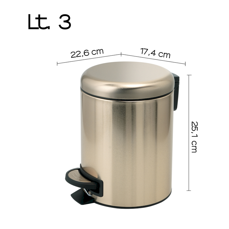 POTTY odpadkový koš 3l, Soft Close, zlato mat 320987