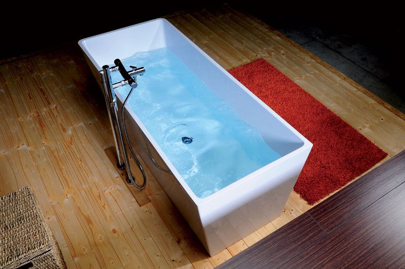 HERHIS volně stojící vana litý mramor 170x72x63cm, bílá 10613