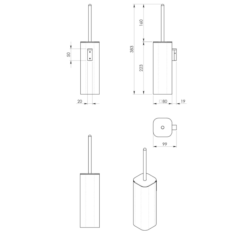 FLORI WC štětka závěsná, černá mat 32330314