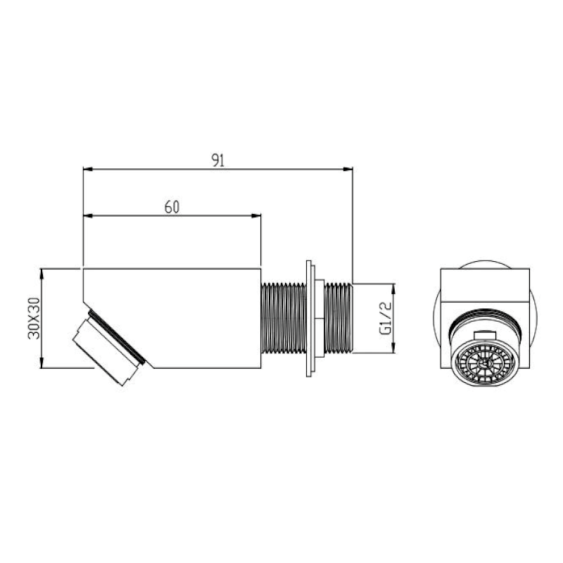 Výtoková hubice nástěnná, hranatá NS299