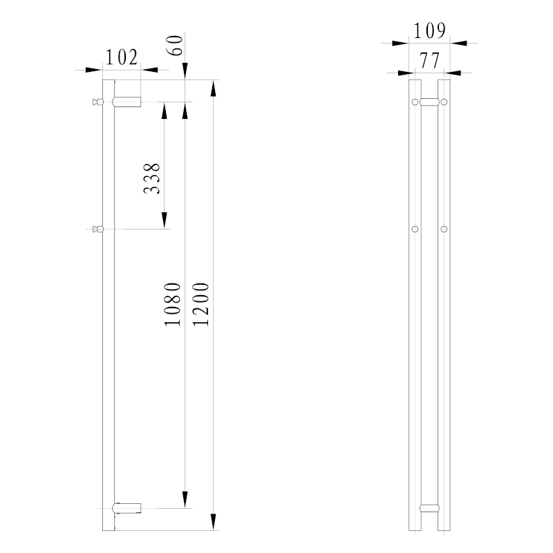 PAPINADO elektrický sušák ručníků 109x1200mm, 40W, chrom ER740