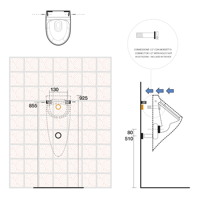 AQUATECH urinál se zakrytým přívodem vody 21x53,5 cm, včetně sifonu, bílá 373501