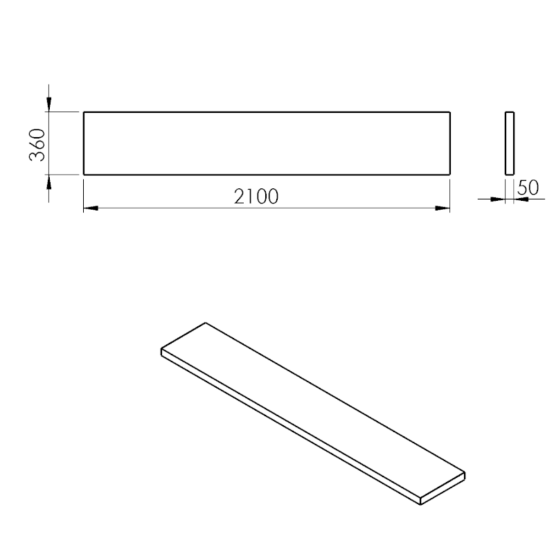 AVICE deska pod umyvadlo 210x36cm, tl.5cm, dub Rover AV2164