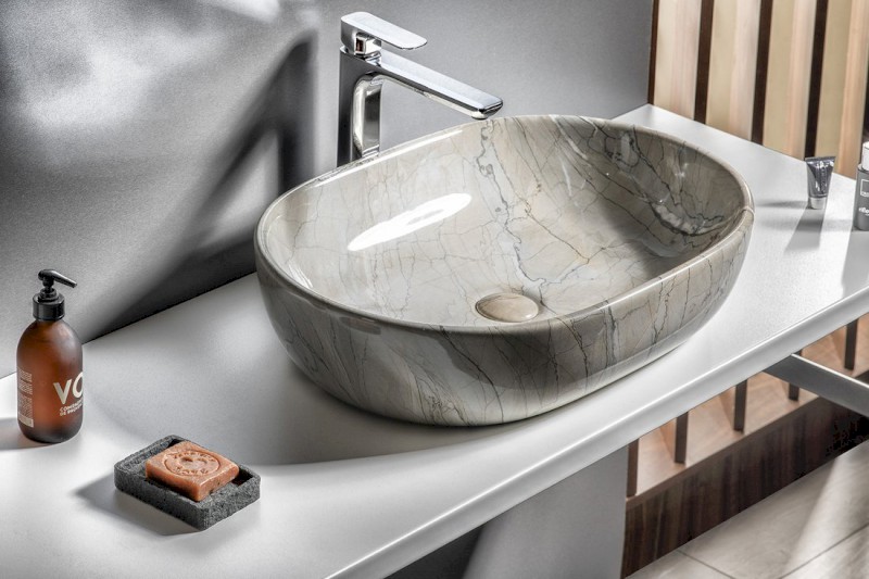 DALMA keramické umyvadlo na desku, 59x42cm, grigio MM413