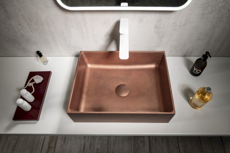 FORMIGO betonové umyvadlo na desku, 47,5x36,5cm, měď mat FG120