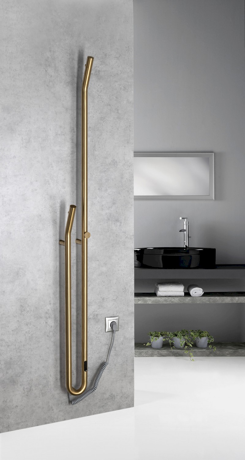 DUOPASSO elektrický sušák ručníků s časovačem, 122x1700mm, 45 W, zlato mat ER830