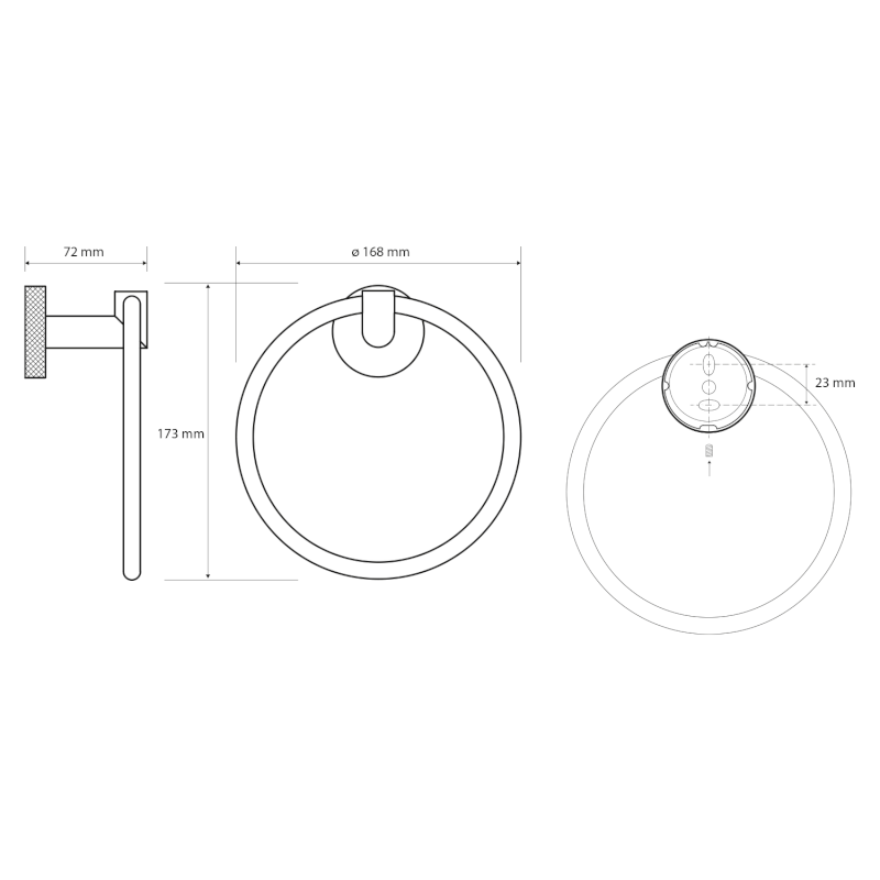 LARISSA držák ručníků kruh, černá/měď mat WS006BC