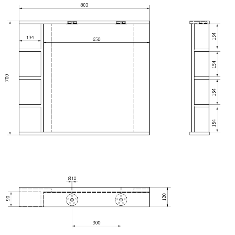 KORIN zrcadlo s LED osvětlením a policemi 80x70x12cm KO350