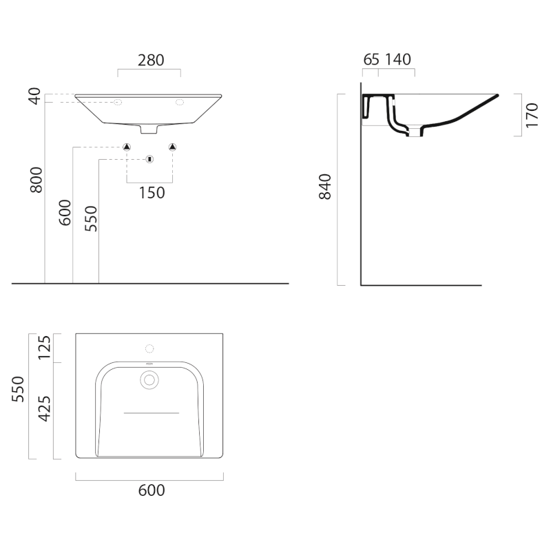 COMMUNITY keramické umyvadlo 60x55cm, bílá ExtraGlaze 7635111