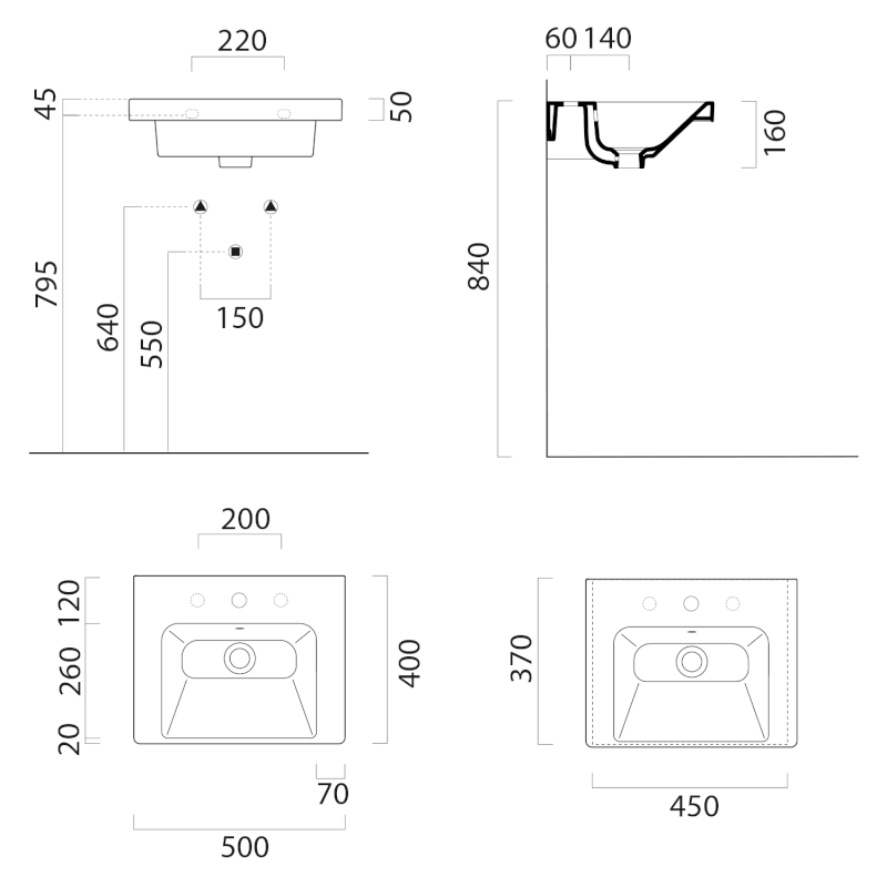 NORM keramické umyvadlo 50x40cm, BEZ OTVORU, bílá ExtraGlaze 8638011
