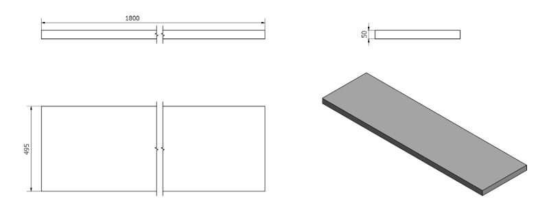 AVICE deska pod umyvadlo 180x50cm, tl.5cm, dub starobílý AV185