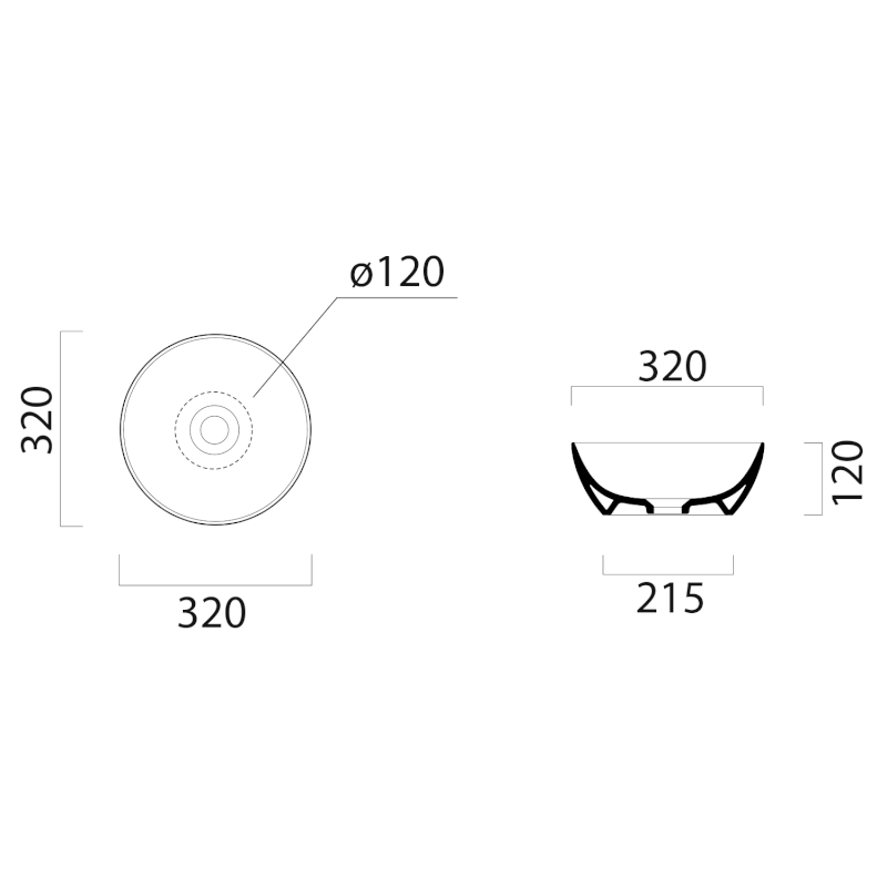 PURA keramické umývátko na desku, průměr 32cm, bílá ExtraGlaze 885411