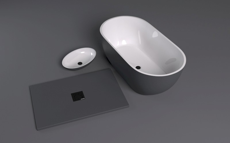 FLEXIA vanička z litého mramoru s možností úpravy rozměru, 150x80cm, antracit mat 72901.51