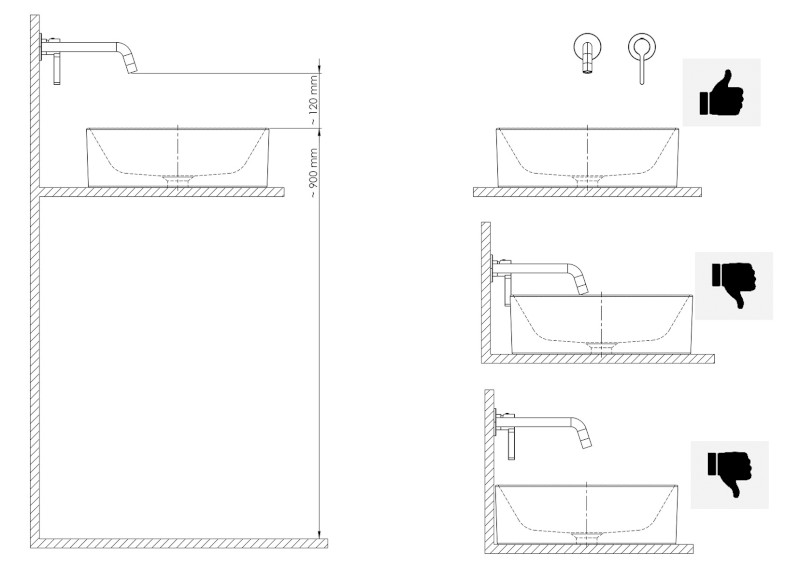 FORATA podomítková umyvadlová baterie, délka hubice 18,5cm, černá mat FT018/15