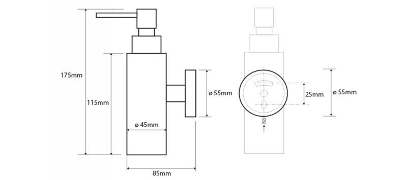 X-ROUND dávkovač mýdla 150ml, chrom XR104