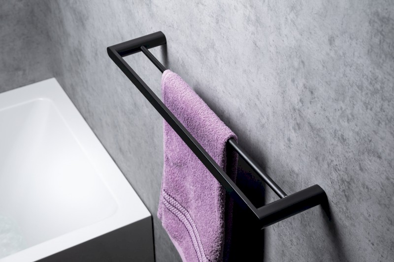 FLORI dvojitý držák ručníků 600mm, černá mat RF011/15