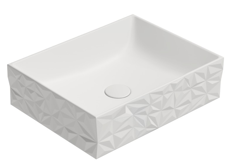 KUBE X DIAMANT keramické umyvadlo na desku, 50x37cm, bílá mat 944009