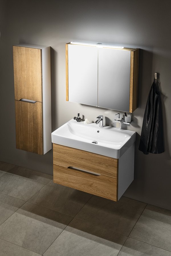 MEDIENA umyvadlová skříňka 76x51x48,5cm, bílá mat/dub natural MD082