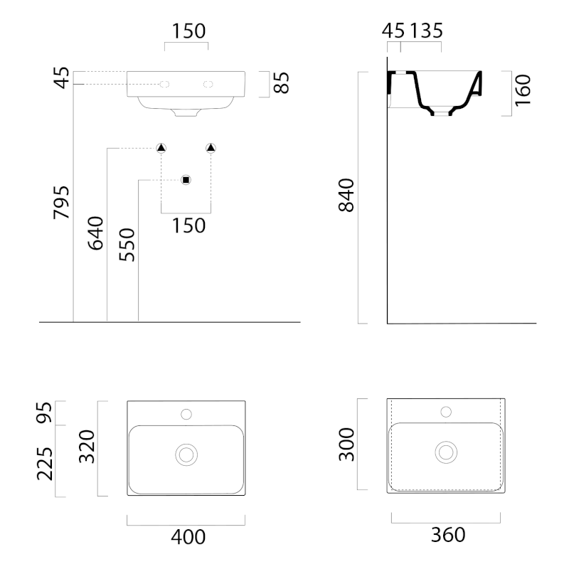 NUBES keramické umývátko 40x32cm, bez otvoru, bílá ExtraGlaze 9684011