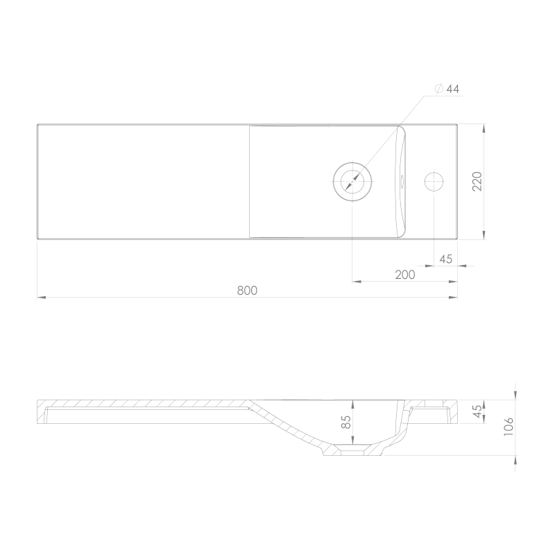 AGOS umývátko, litý mramor, 80x22cm, levé/pravé, bílá AS080