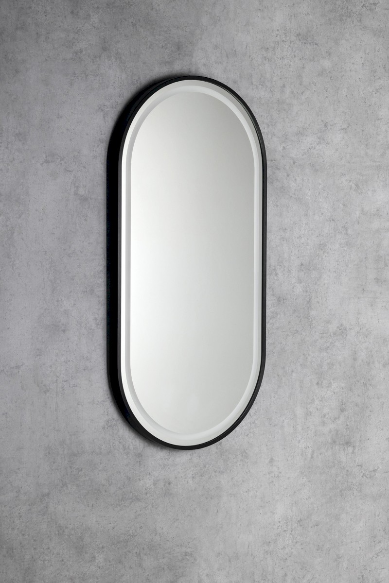 KAIRA oválné zrcadlo s LED osvětlením 45x90cm, černá mat KA450