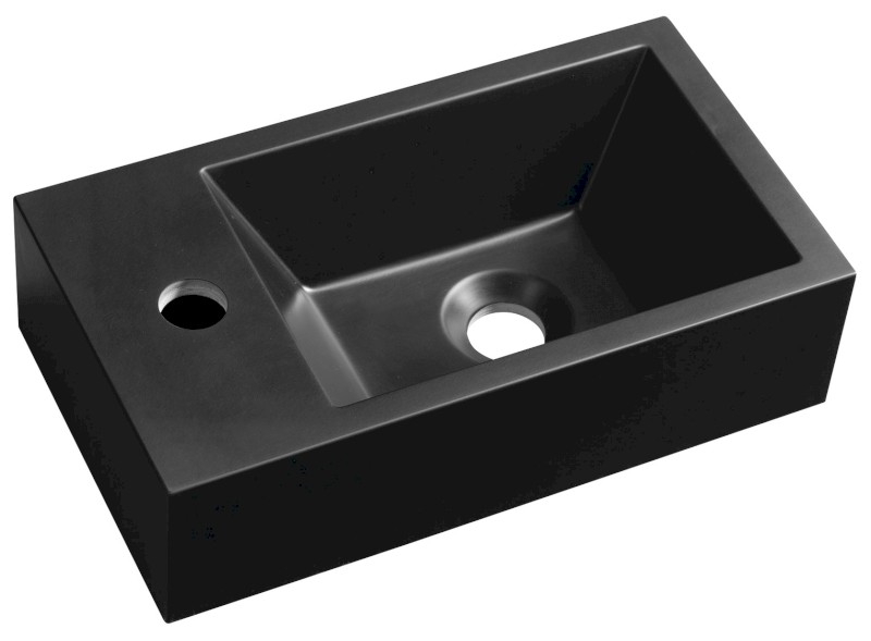 AMAROK umývátko, litý mramor, 40x22cm, baterie vlevo, černá mat AR400B