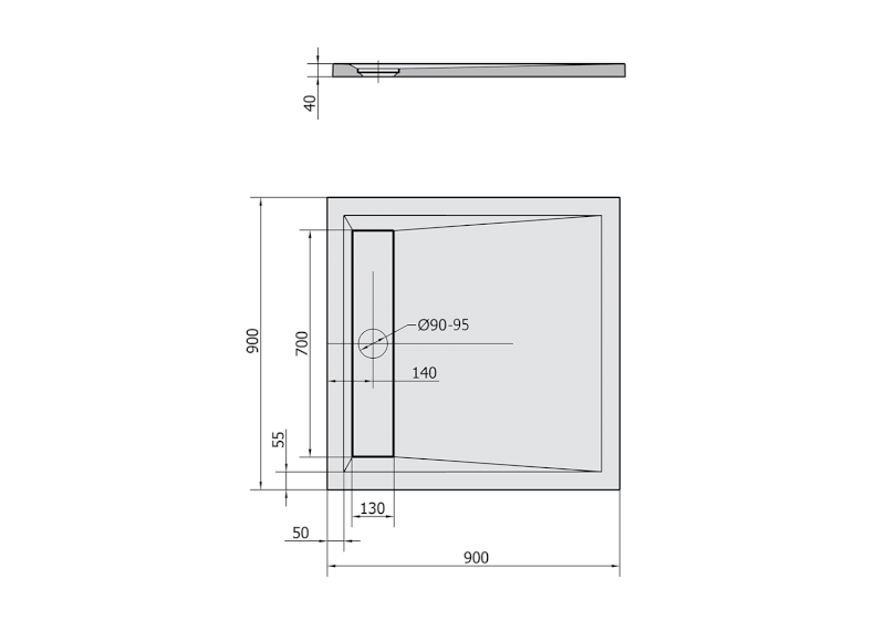ARENA sprchová vanička z litého mramoru se záklopem, čtverec 90x90cm, bílá 71601