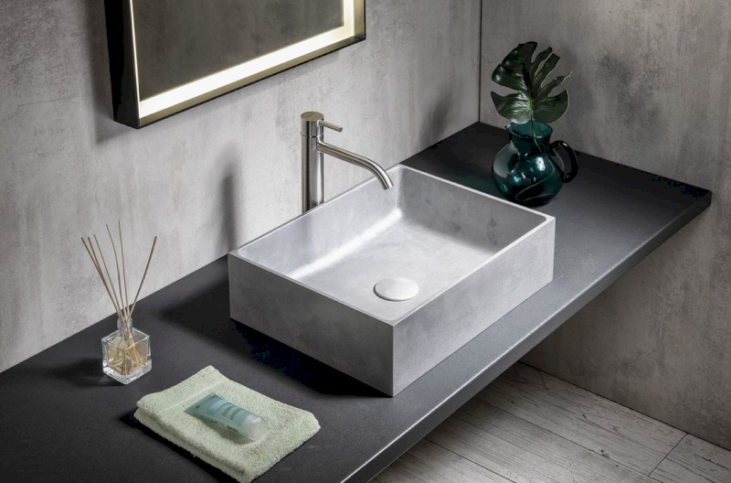 FORMIGO betonové umyvadlo na desku, 47,5x36,5cm, stříbrná mat FG119