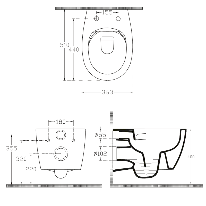 SENTIMENTI závěsná WC mísa, Rimless, 36x51cm, bílá 10AR02012