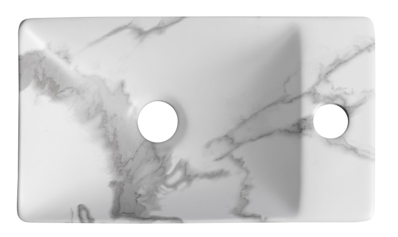 MARGITHA keramické umývátko 38x22cm, otvor pro baterii vpravo, carrara MGT38217