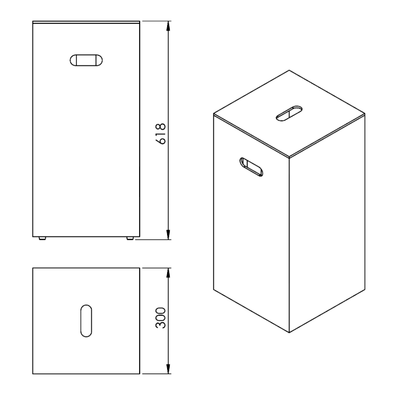 LUXURY koš na prádlo 30x61,8x30cm, černá 103614