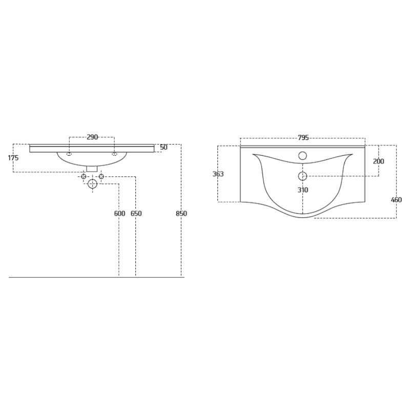 ZARA 80 keramické umyvadlo nábytkové 79,5x46cm, bílá 10080