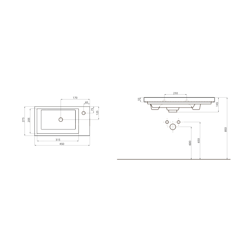 ZORAN keramické umývátko nábytkové 45x27,5cm, bílá 4045