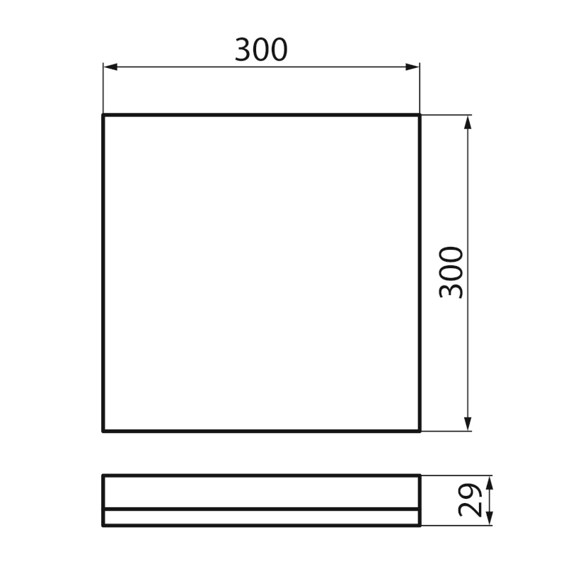 AZPO stropní LED svítidlo, 300x300mm, 17,5W, IP54, černá mat 31509