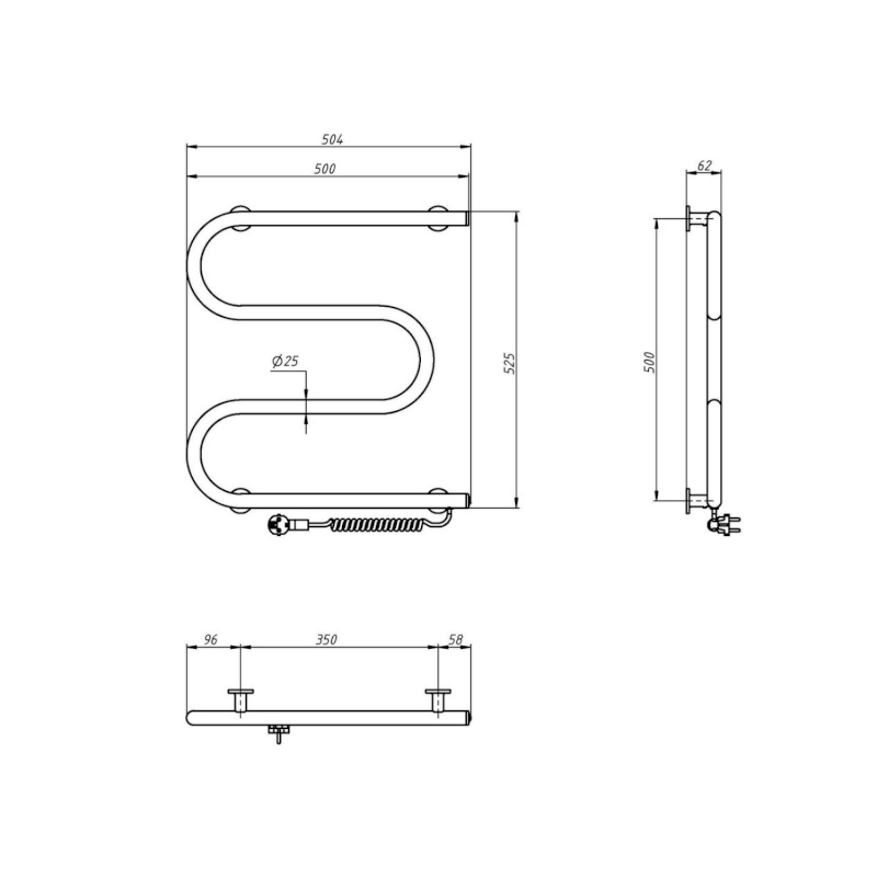 VIPE elektrický sušák ručníků, 500x500mm, 59W, bílý SU155