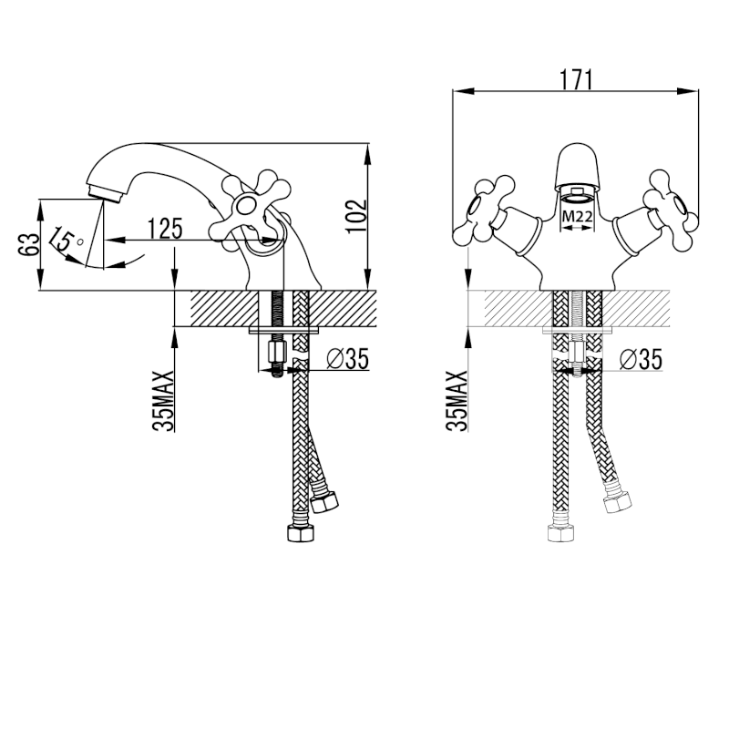 VICTORIA stojánková umyvadlová baterie, chrom VC02