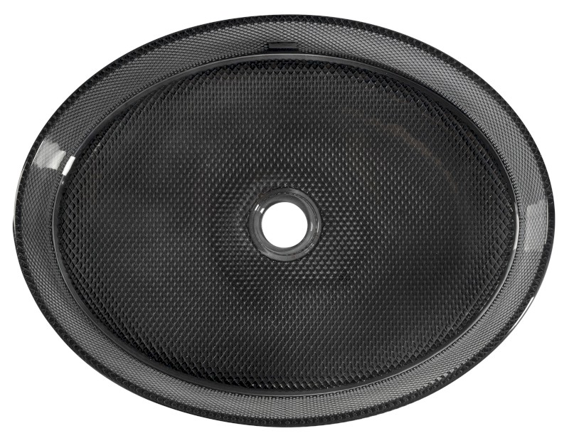 NOBAL skleněné gravírované umyvadlo na desku, 49x38 cm, černá TY326