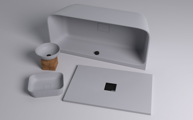 BANERA SQUARE umyvadlo na desku, litý mramor, 50x36cm, šedá mat 14596.31