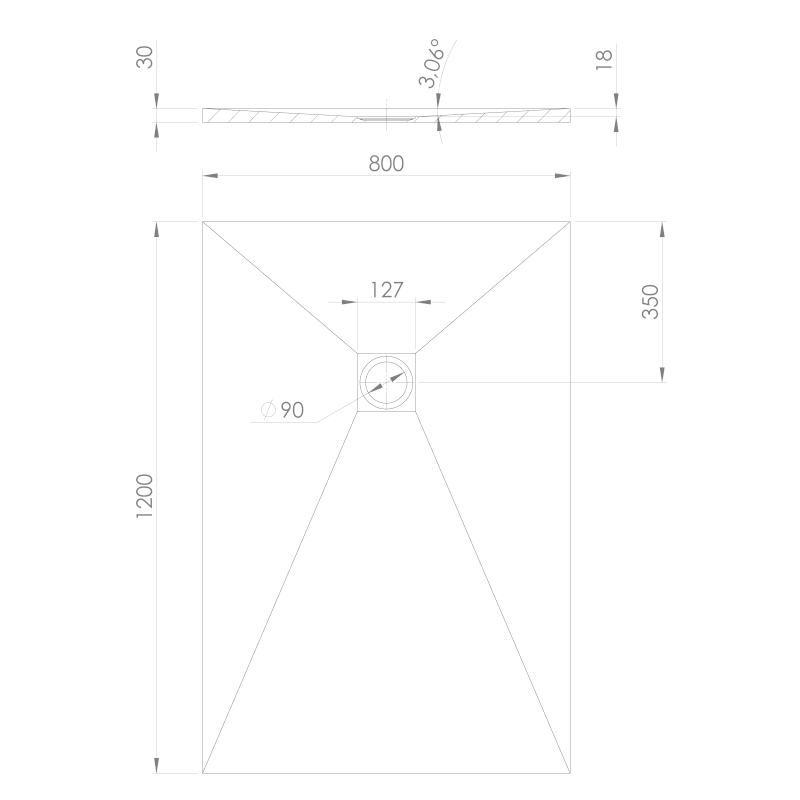 TRENECA vanička z litého mramoru s možností úpravy rozměru, 120x80cm, černá mat 84302.21