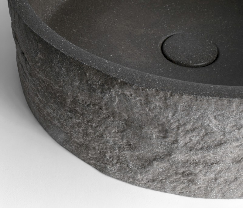 ISPIR betonové umyvadlo včetně výpusti, 40cm, černý granit AR476