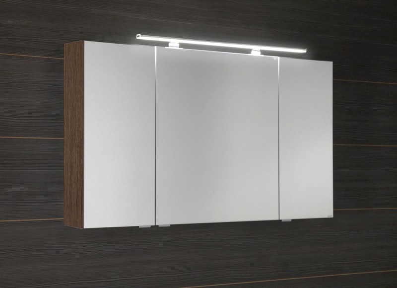 MIRRÓ galerka s LED osvětlením, 3x dvířka, 120x70x16cm, borovice rustik MC121-0016